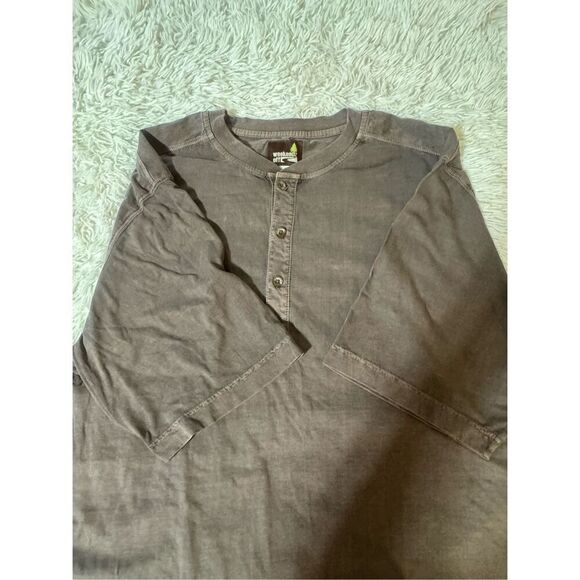 Weekendz off Men's short sleeve brown henley slub tee t-shirt L - Picture 4 of 6